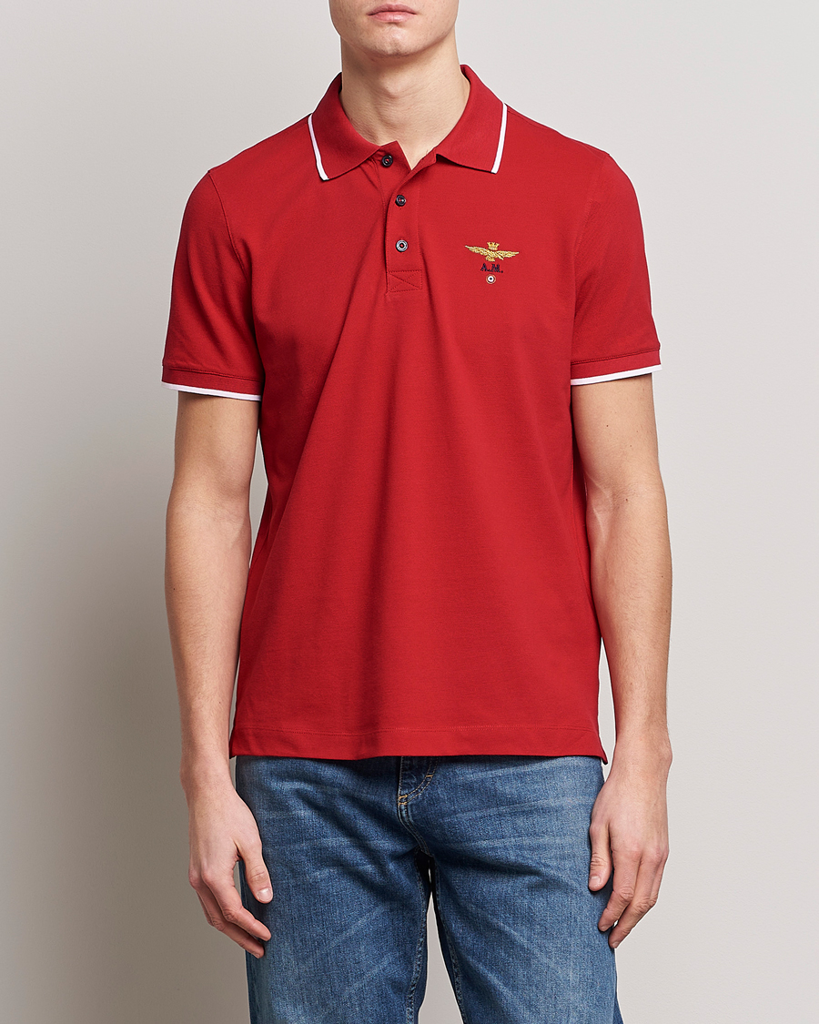Herre | Kortærmede polotrøjer | Aeronautica Militare | Garment Dyed Cotton Polo Red
