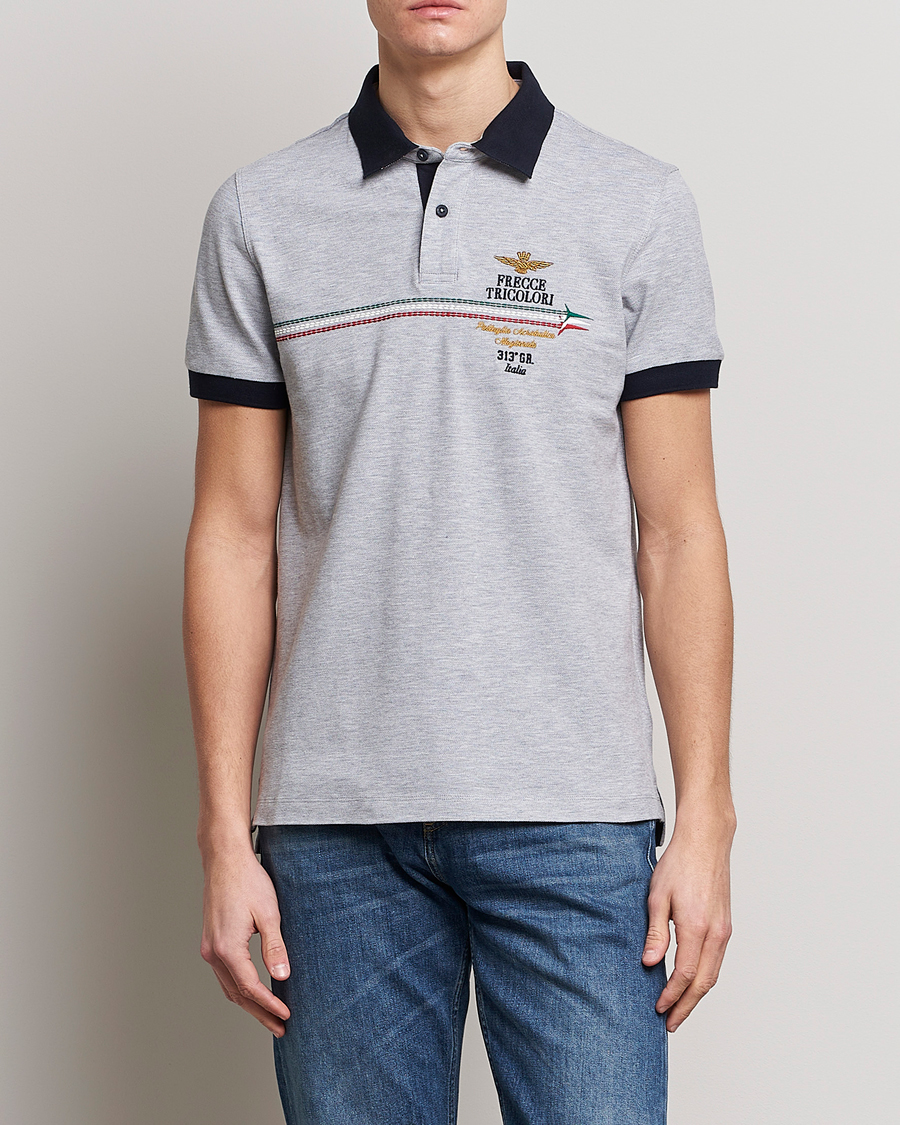 Herre | Polotrøjer | Aeronautica Militare | Contrast Collor Polo Melange Grey