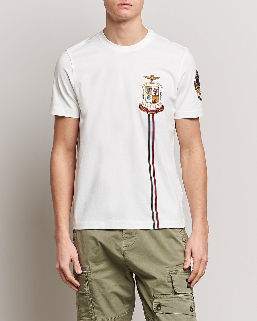 Herre | Aeronautica Militare | Aeronautica Militare | Tape Cotton T-Shirt White Cream