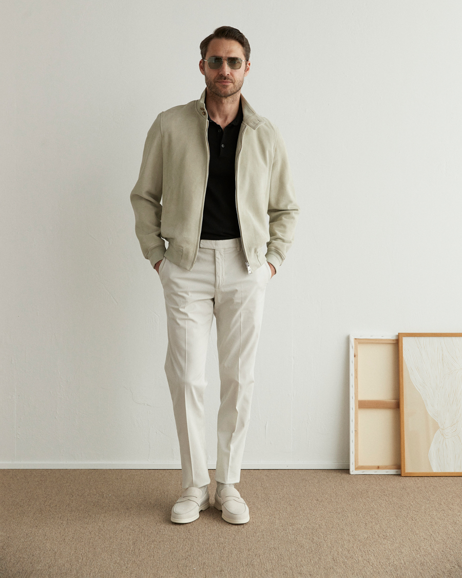 Herre | Jakker | Valstar | Suede Zip Blouson Silver Grey