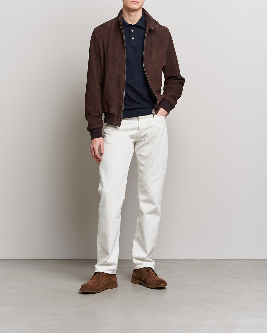 Herre | Jakker | Valstar | Suede Zip Blouson Dark Brown