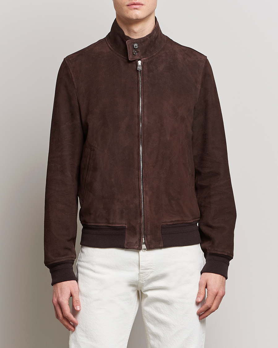 Herre | Jakker | Valstar | Suede Zip Blouson Dark Brown