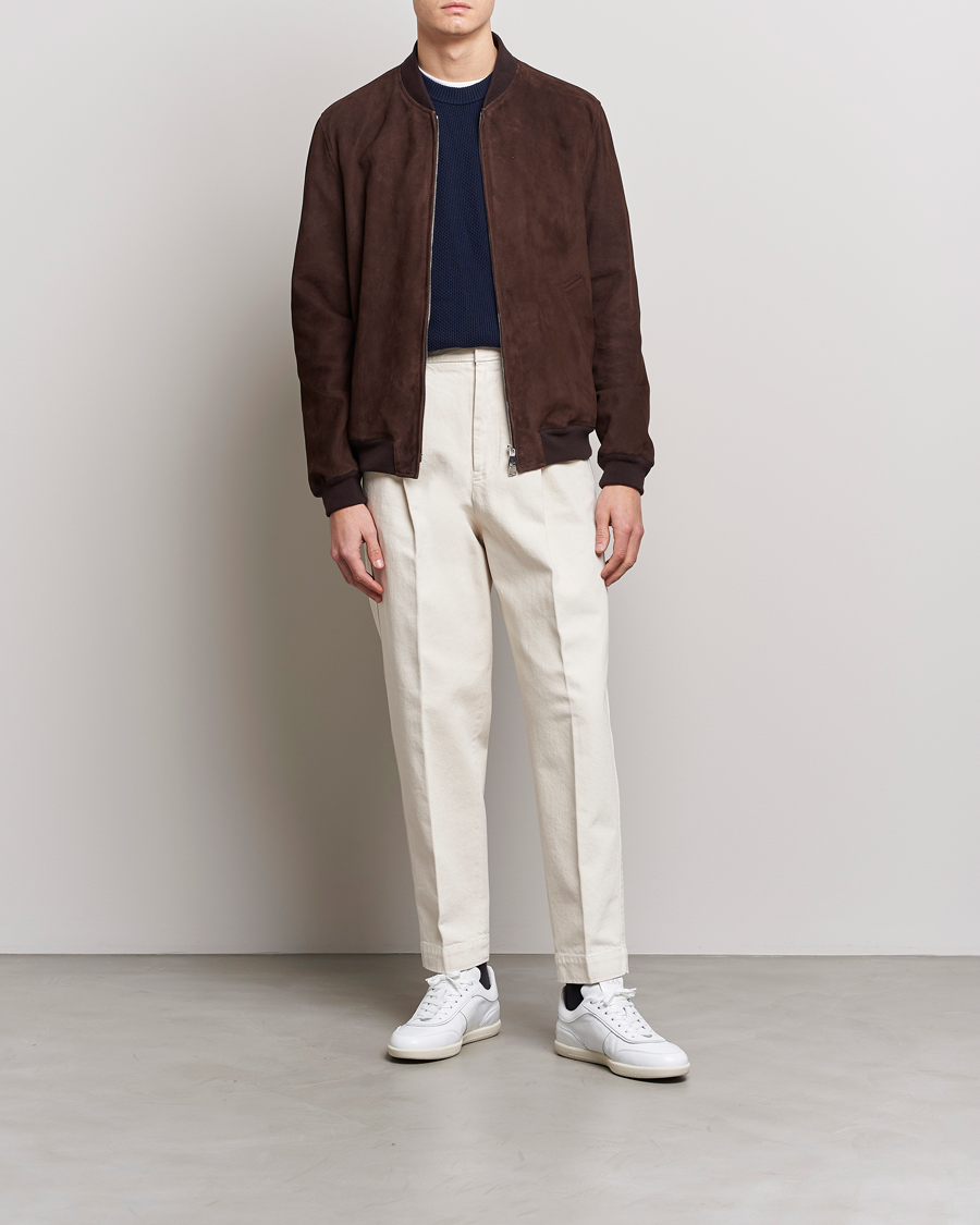 Herre | Jakker | Valstar | Suede Bomber Jacket Dark Brown