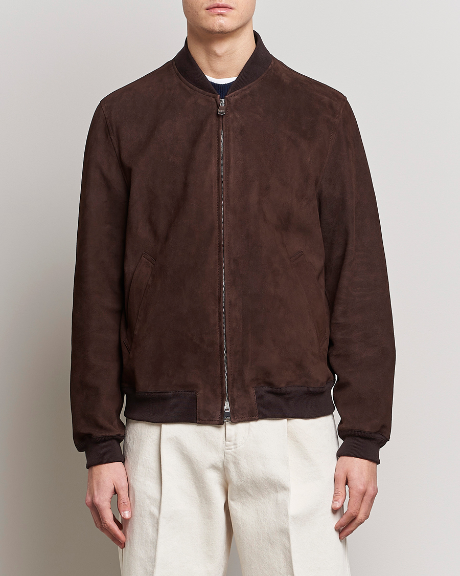 Herre | Jakker | Valstar | Suede Bomber Jacket Dark Brown
