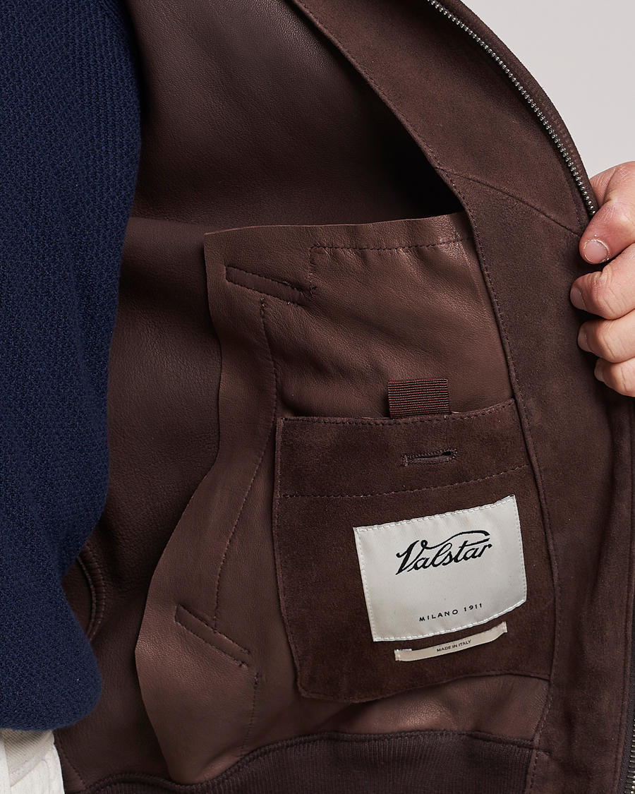 Herre | Jakker | Valstar | Suede Bomber Jacket Dark Brown