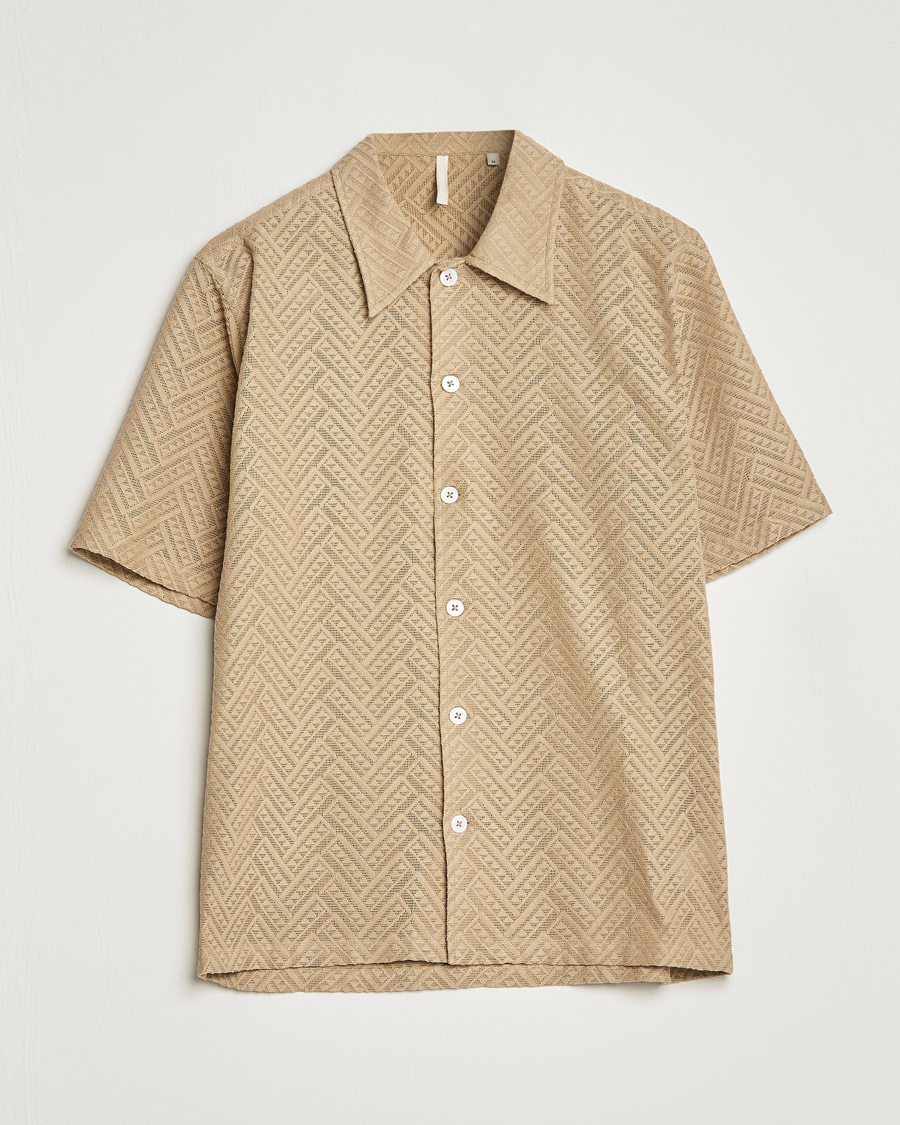 Herre | Skjorter | Sunflower | Spacey Herringbone Camp Shirt Khaki