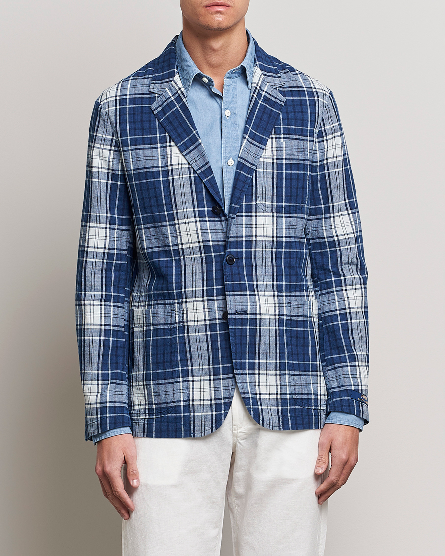 Herre | Bomuldsblazer | Polo Ralph Lauren | Madras Indigo Checked Sportcoat Blue Multi