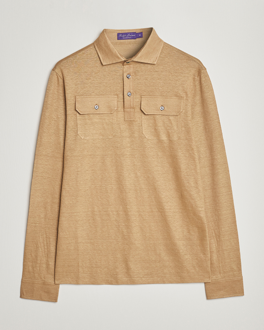 Herre | Trøjer | Ralph Lauren Purple Label | Linen Jersey Popover Icon Khaki
