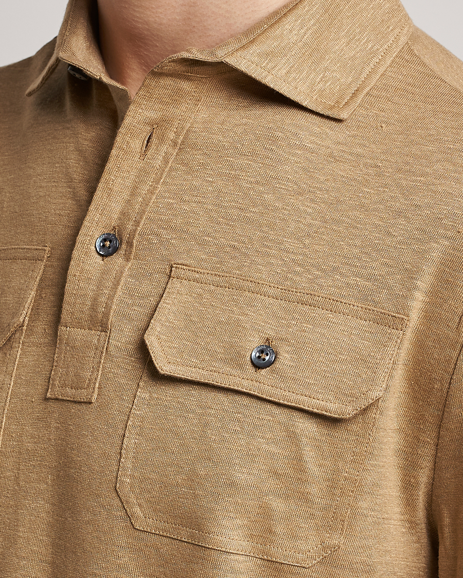 Herre | Trøjer | Ralph Lauren Purple Label | Linen Jersey Popover Icon Khaki