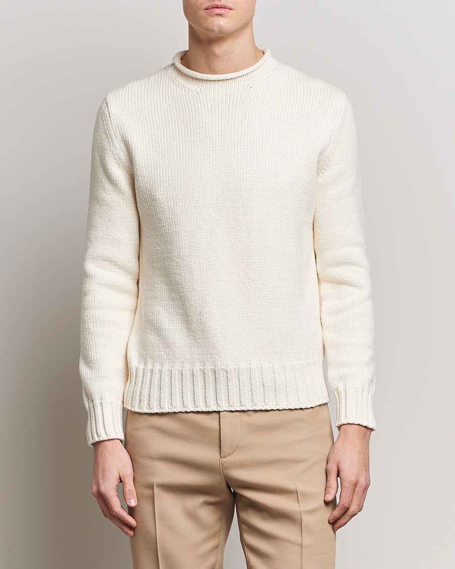 Herre | Ralph Lauren Purple Label | Ralph Lauren Purple Label | Caged Cotton Rib Sweater Natural
