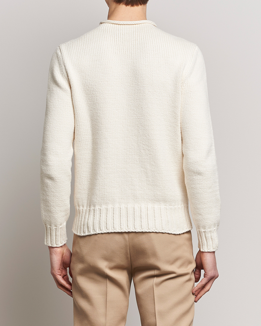 Herre | Trøjer | Ralph Lauren Purple Label | Caged Cotton Rib Sweater Natural