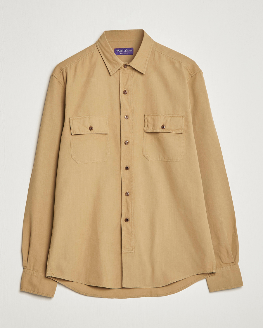 Herre | Skjorter | Ralph Lauren Purple Label | Cotton Explorer Shirt Khaki