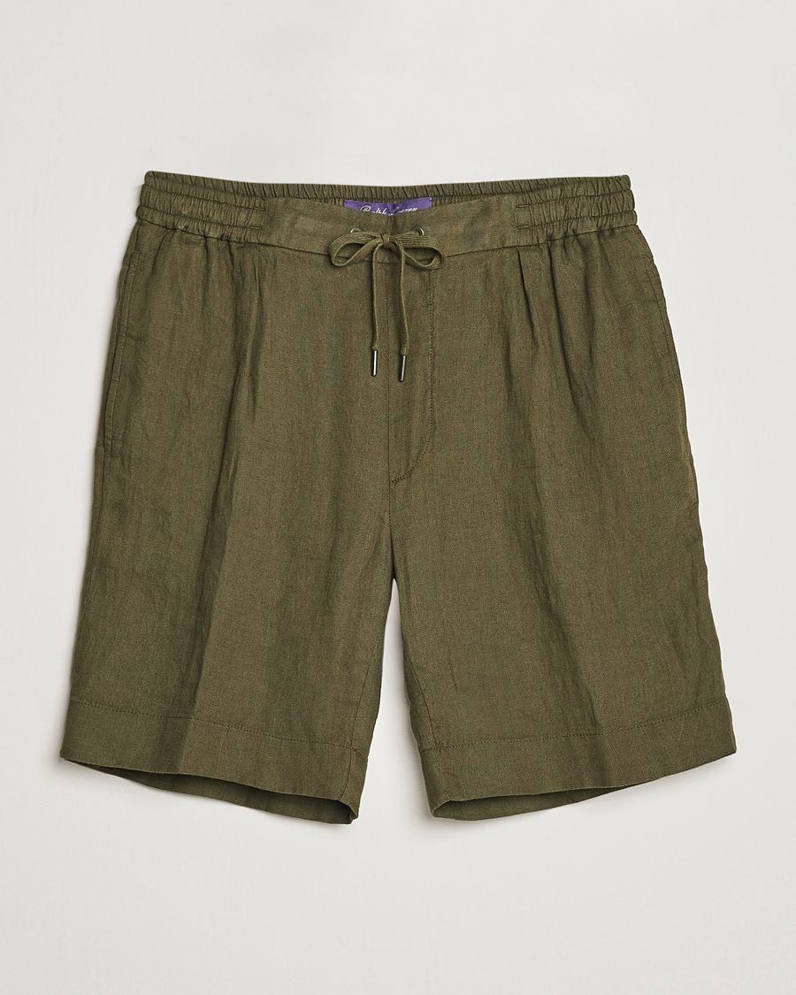 Herre | Shorts | Ralph Lauren Purple Label | Rumpled Linen Shorts Olive