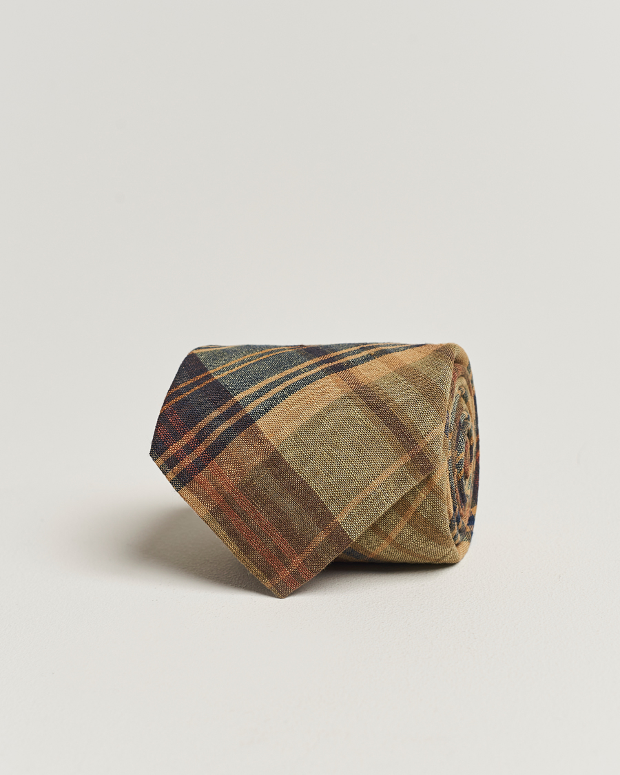 Herre | Ralph Lauren Purple Label Plaid LinenTie Khaki Multi | Ralph Lauren Purple Label | Plaid LinenTie Khaki Multi