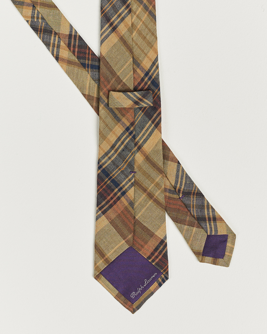 Herre | Ralph Lauren Purple Label Plaid LinenTie Khaki Multi | Ralph Lauren Purple Label | Plaid LinenTie Khaki Multi