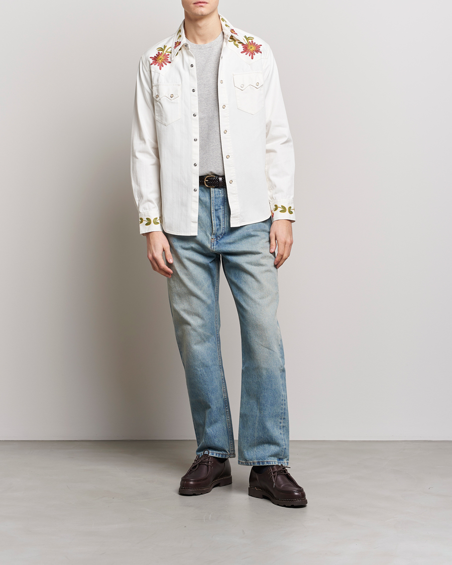 Herre | Skjorter | RRL | Sawtooth Western Embroidered Shirt White Wash