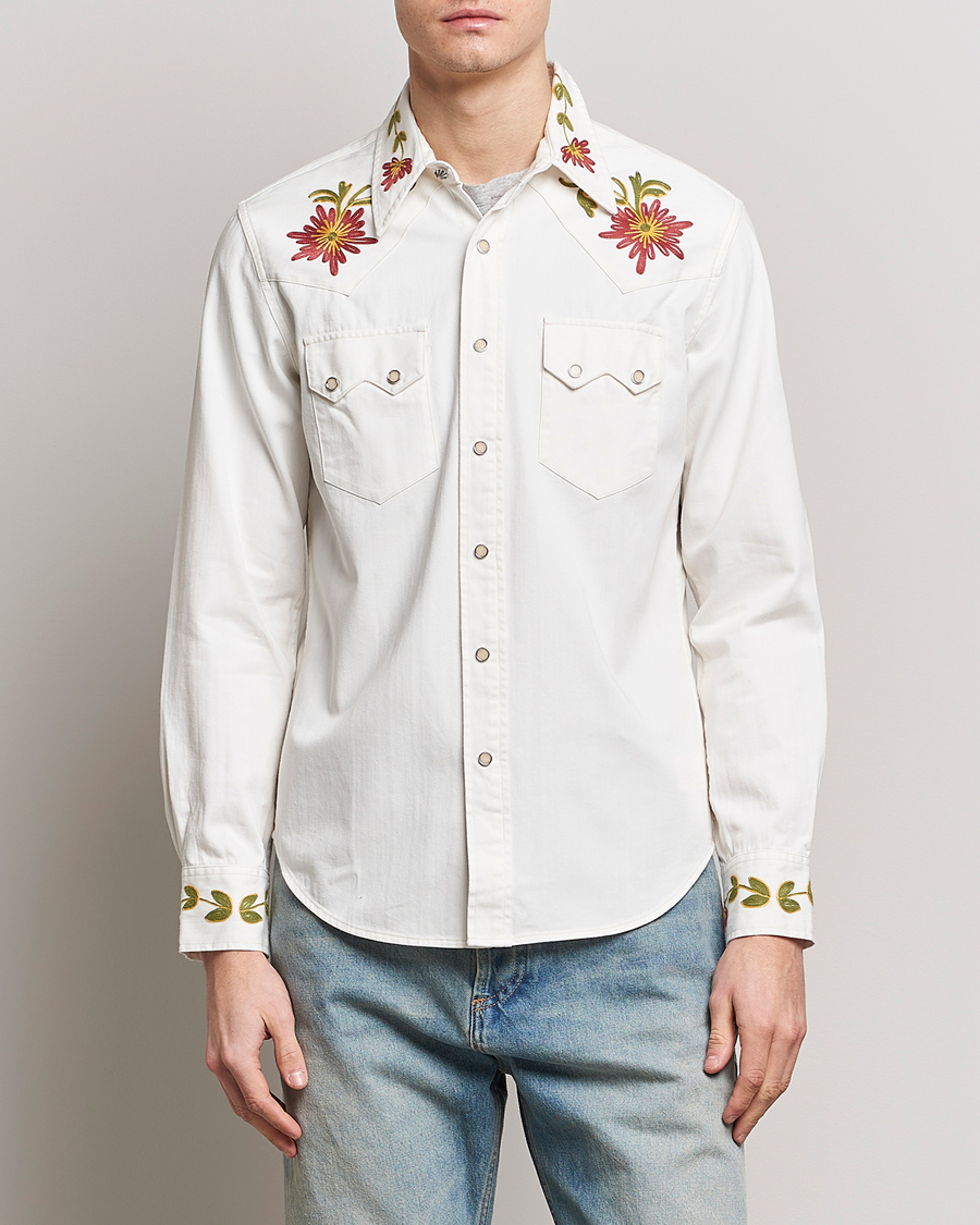 Herre | Skjorter | RRL | Sawtooth Western Embroidered Shirt White Wash