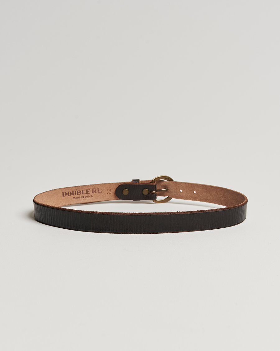 Herre | American Heritage | RRL | Terramce Tumbled Leather Belt Dark Brown