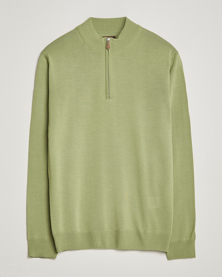 Herre | Trøjer | Stenströms | Merino Wool Half Zip Light Green