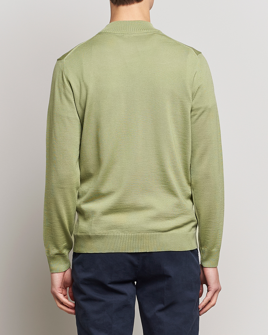 Herre | Trøjer | Stenströms | Merino Wool Half Zip Light Green