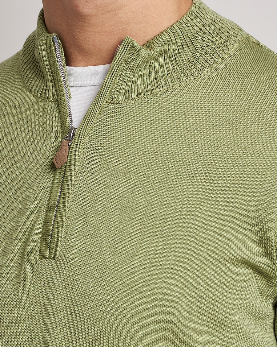 Herre | Trøjer | Stenströms | Merino Wool Half Zip Light Green