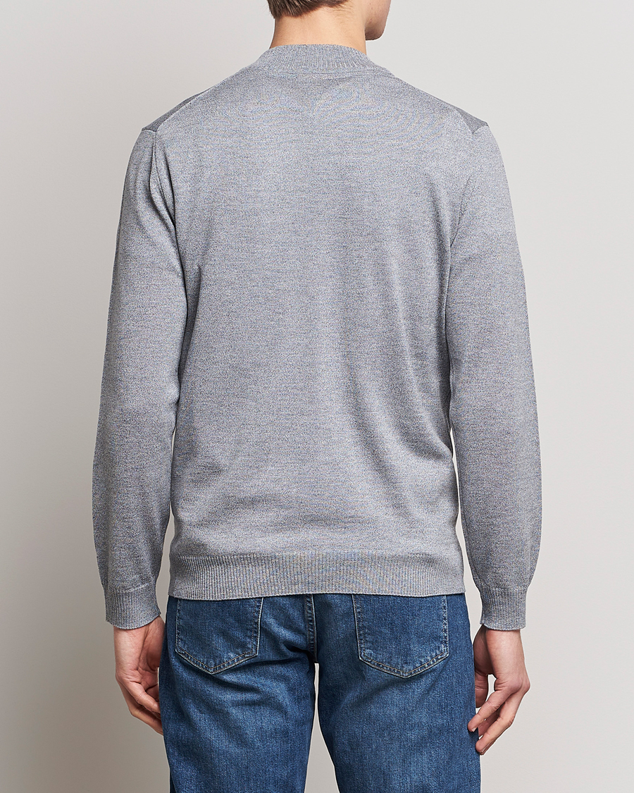Herre | Trøjer | Stenströms | Merino Wool Half Zip Grey Mouliné