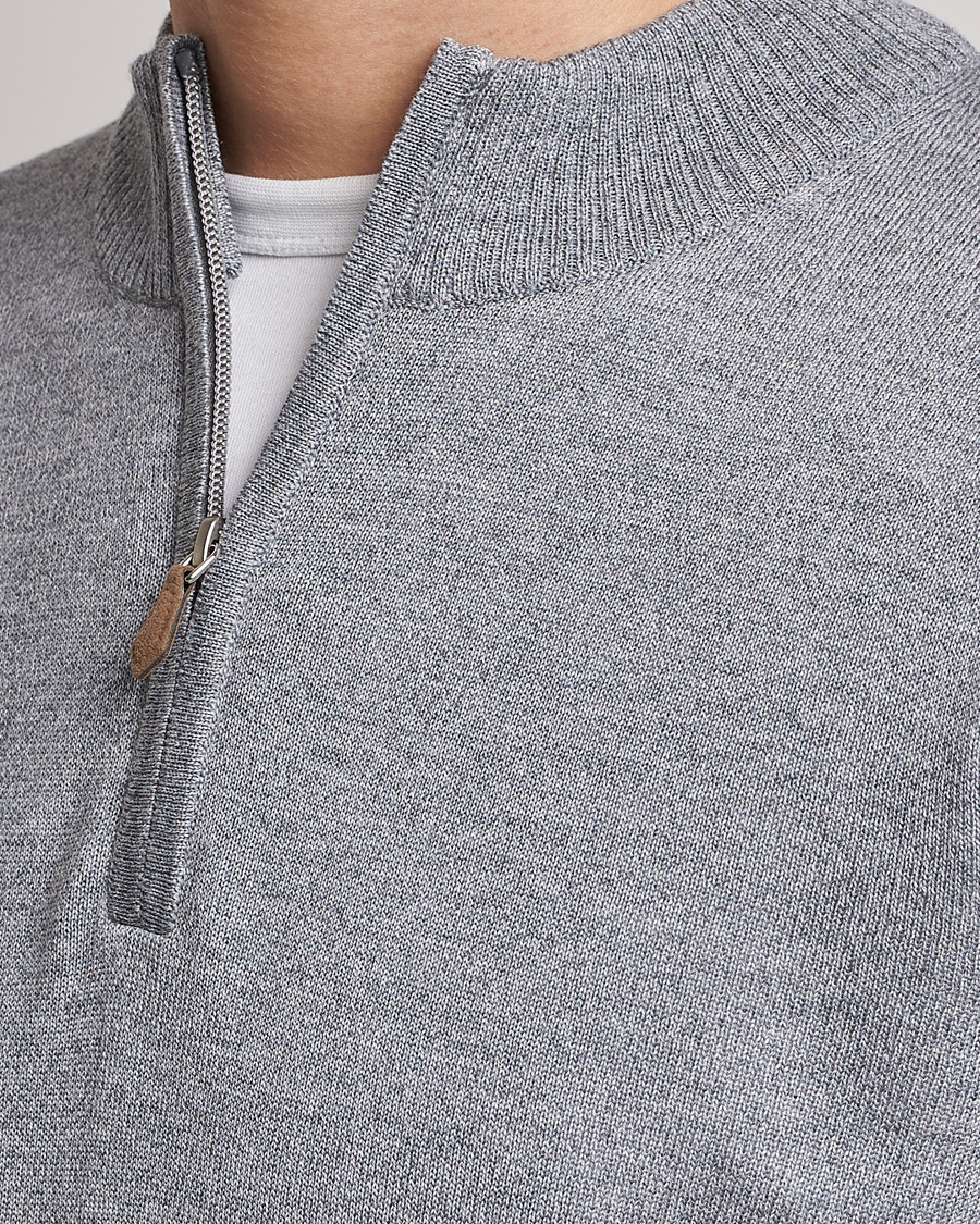 Herre | Trøjer | Stenströms | Merino Wool Half Zip Grey Mouliné