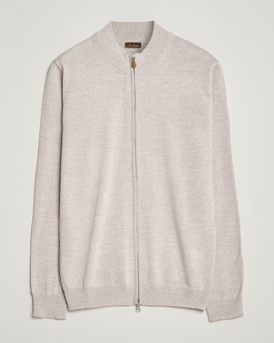 Herre | Trøjer | Stenströms | Merino Wool Full Zip Beige