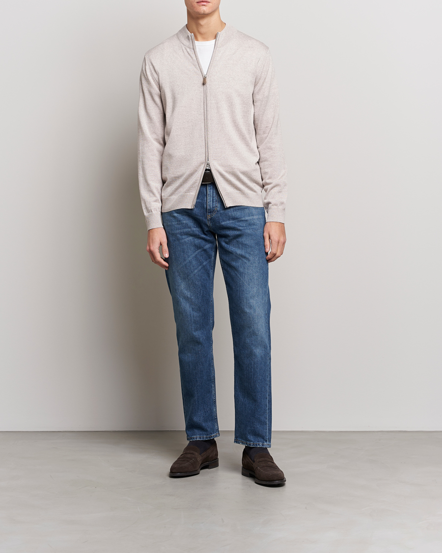 Herre | Trøjer | Stenströms | Merino Wool Full Zip Beige