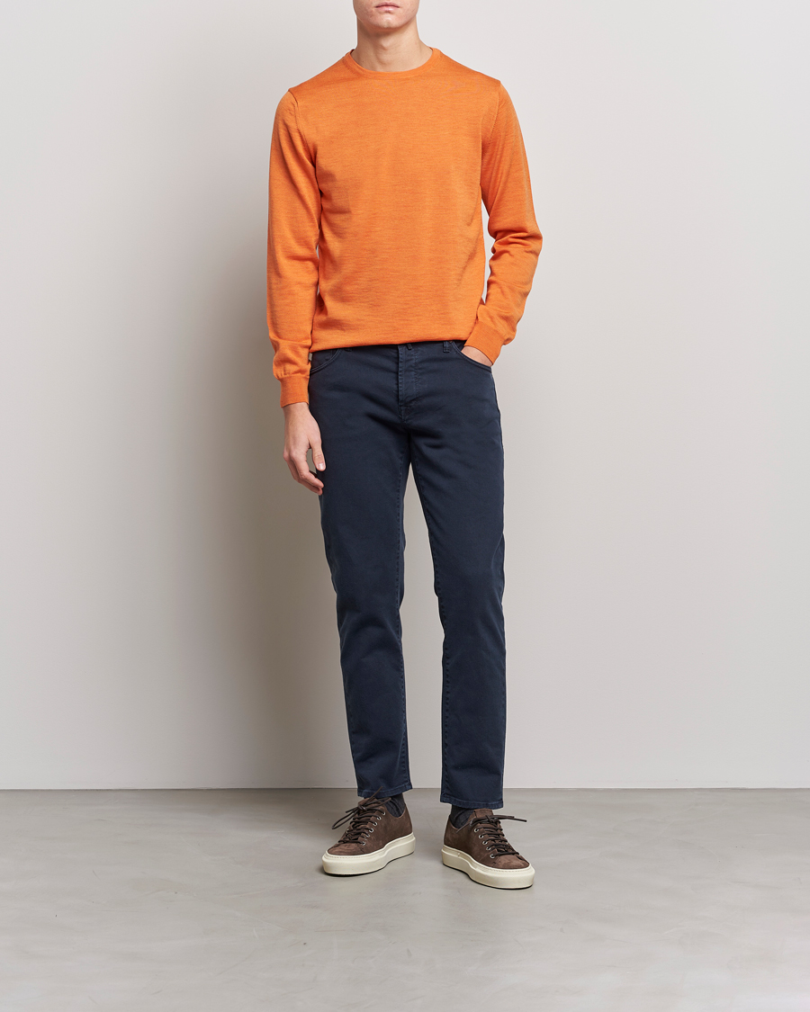 Herre | Tøj | Stenströms | Merino Crew Neck Orange