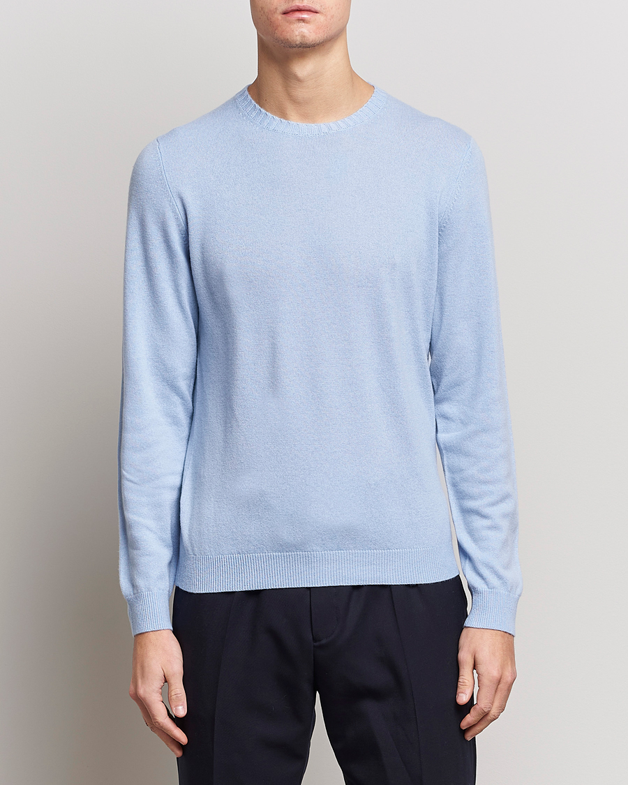 Herre | Trøjer | Stenströms | Cashmere Crew Neck Light Blue
