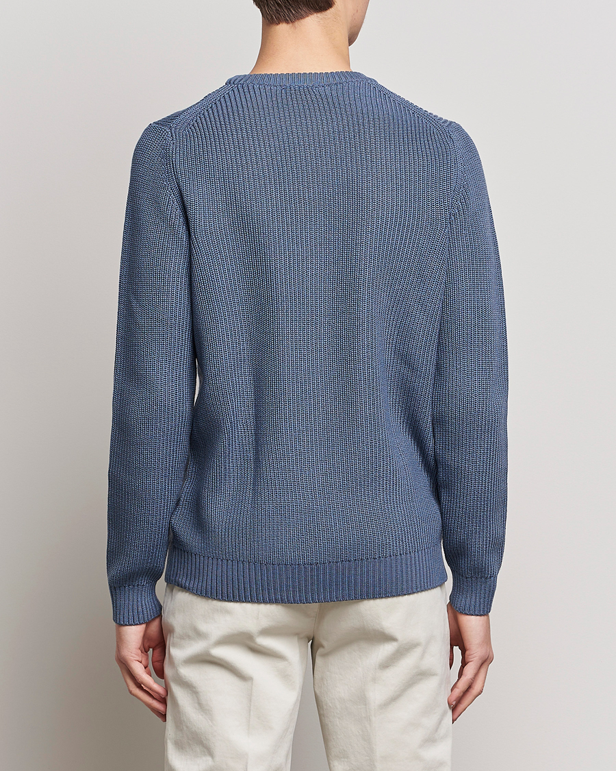 Herre | Trøjer | Stenströms | Merino Heavy Knitted Crew Neck Petrol Blue