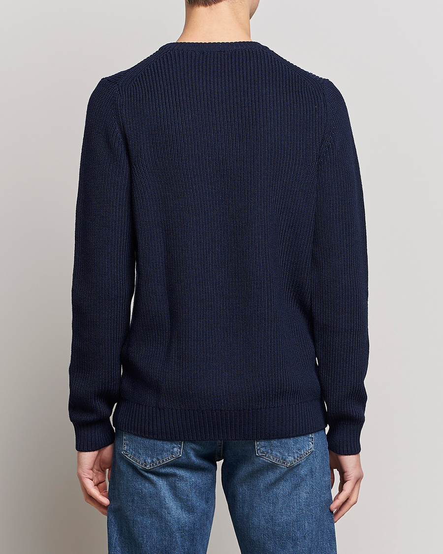 Herre | Trøjer | Stenströms | Merino Heavy Knitted Crew Neck Navy
