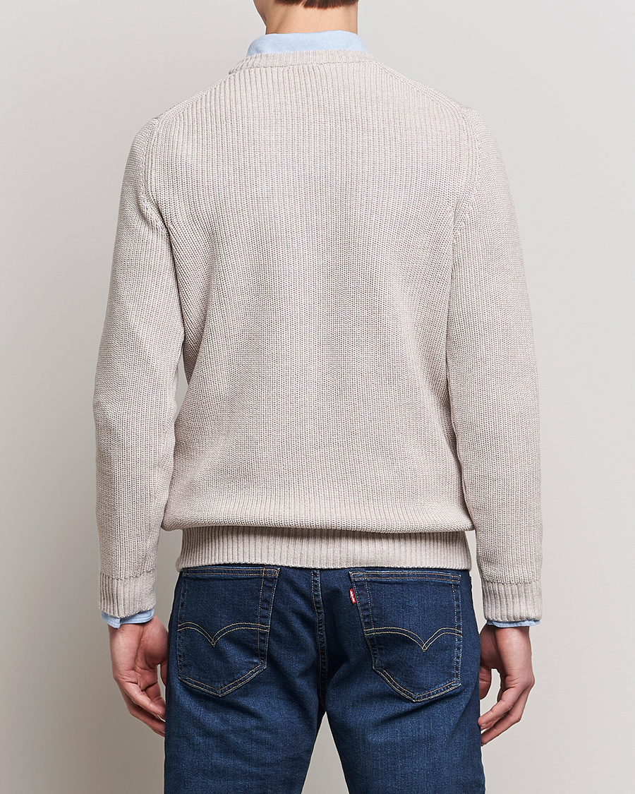 Herre | Trøjer | Stenströms | Merino Heavy Knitted Crew Neck Beige