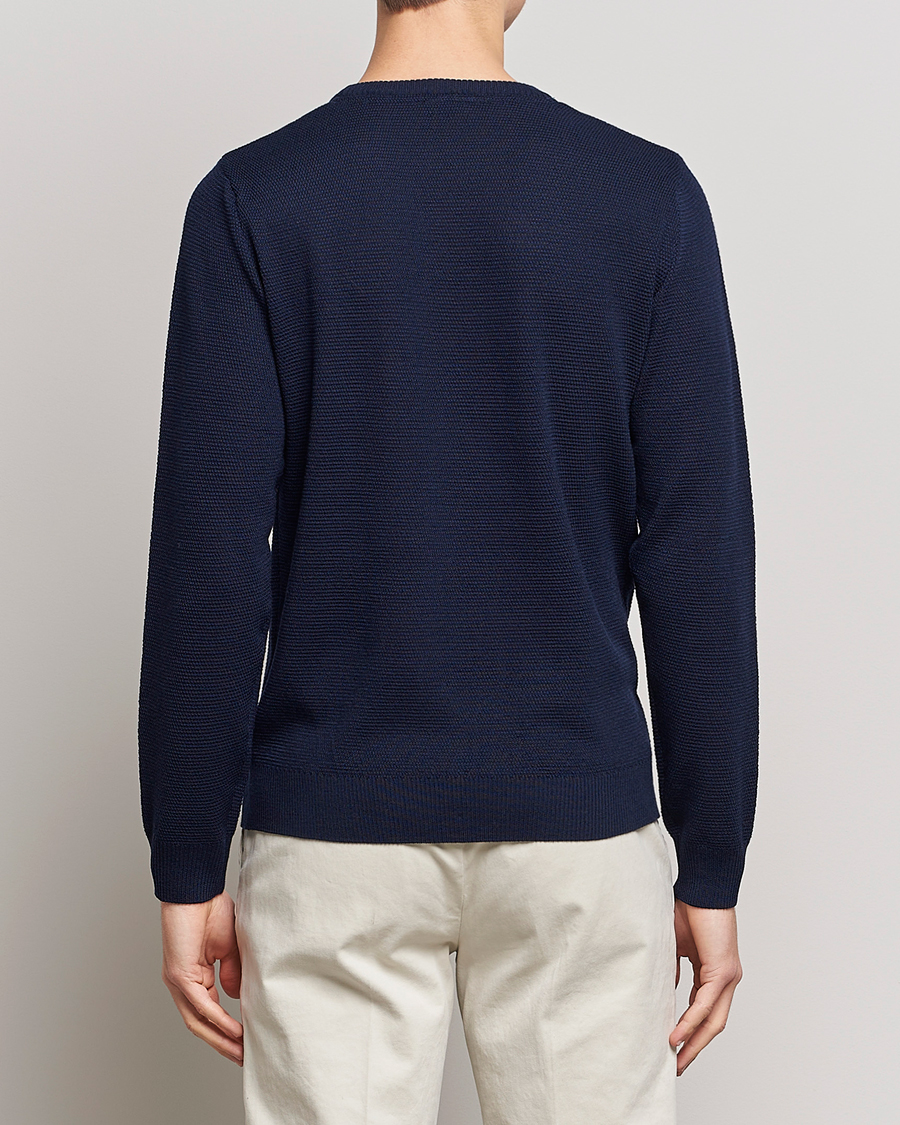 Herre | Trøjer | Stenströms | Textured Merino Crew Neck Navy