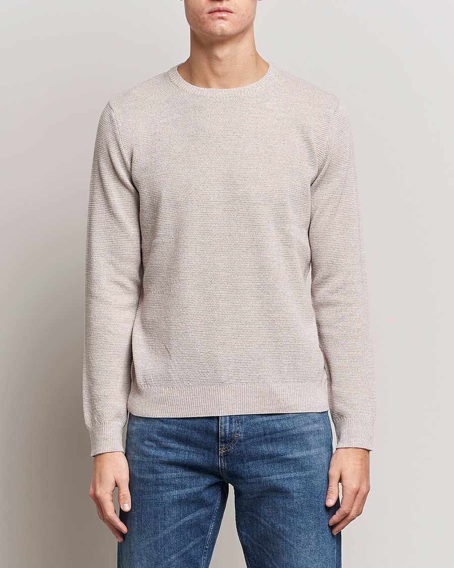 Herre | Trøjer | Stenströms | Textured Merino Crew Neck Beige