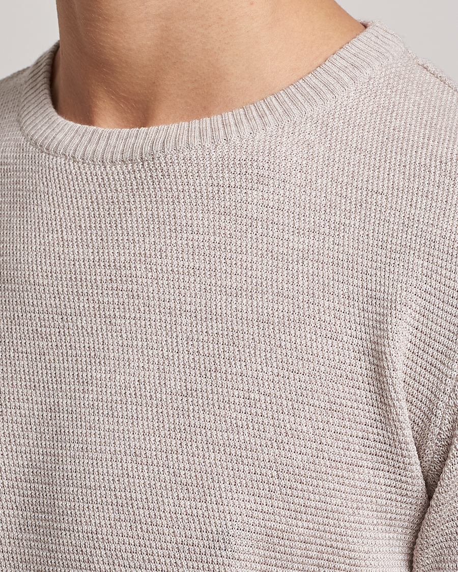 Herre | Trøjer | Stenströms | Textured Merino Crew Neck Beige