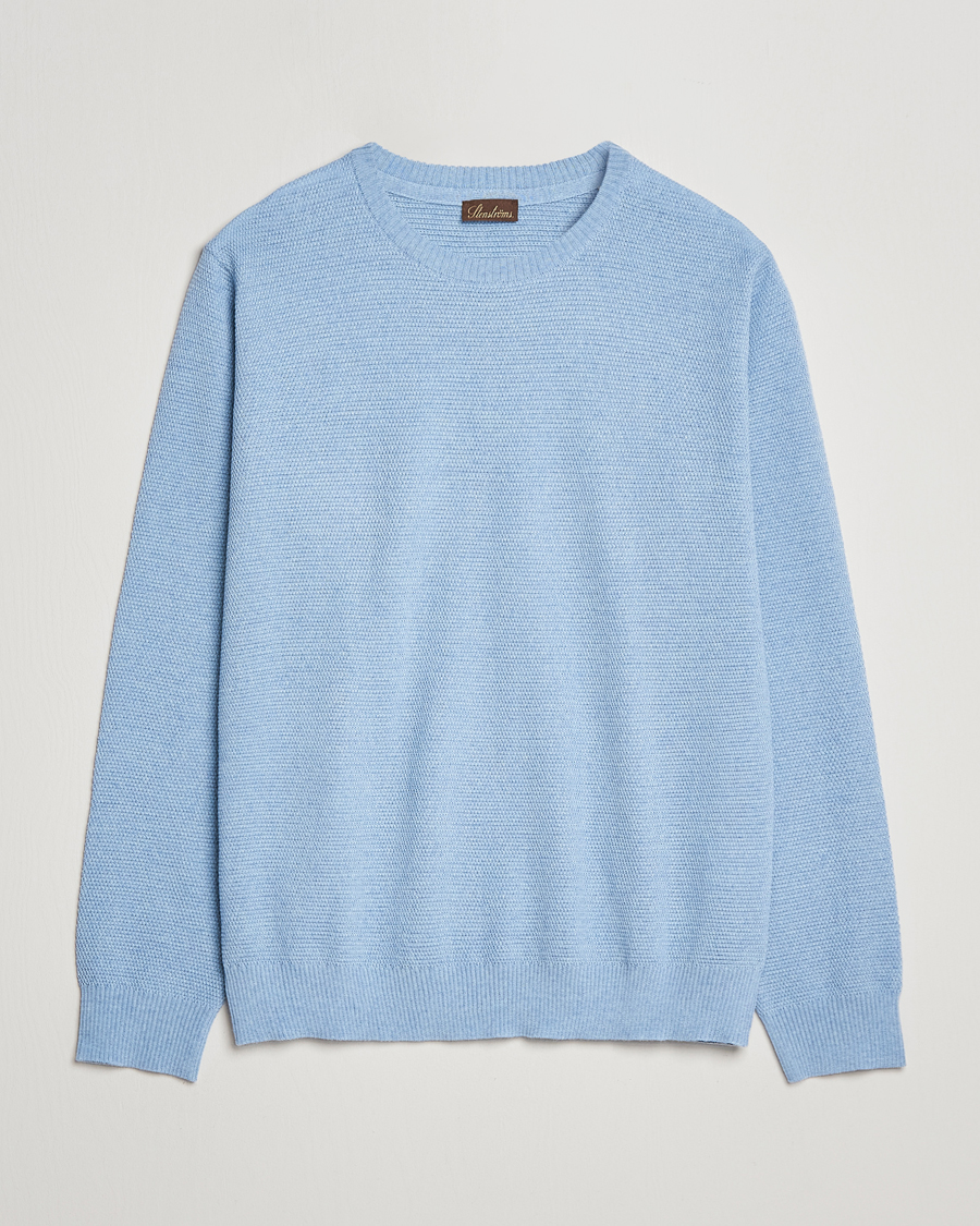 Herre | Trøjer | Stenströms | Textured Merino Crew Neck Light Blue