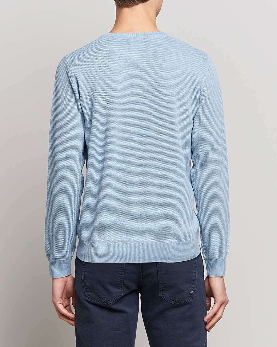 Herre | Trøjer | Stenströms | Textured Merino Crew Neck Light Blue