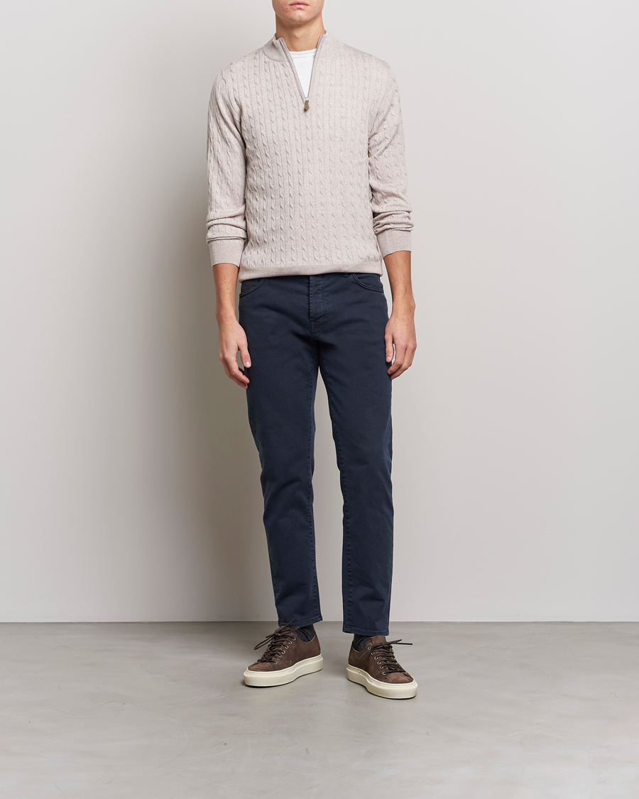Herre | Trøjer | Stenströms | Merino Cable Half Zip Beige