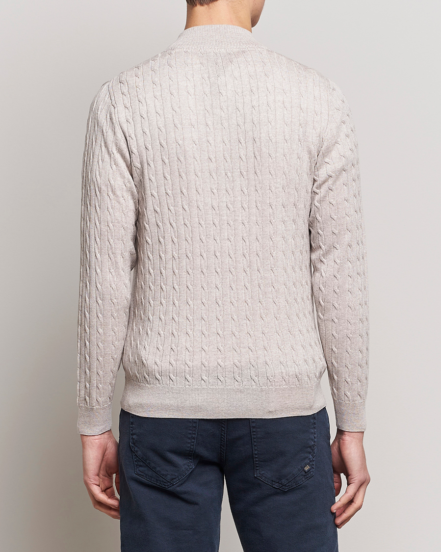 Herre | Trøjer | Stenströms | Merino Cable Half Zip Beige