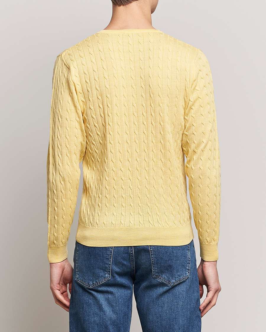 Herre | Trøjer | Stenströms | Merino Cable Crew Neck Yellow
