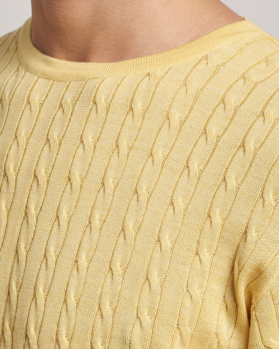 Herre | Trøjer | Stenströms | Merino Cable Crew Neck Yellow