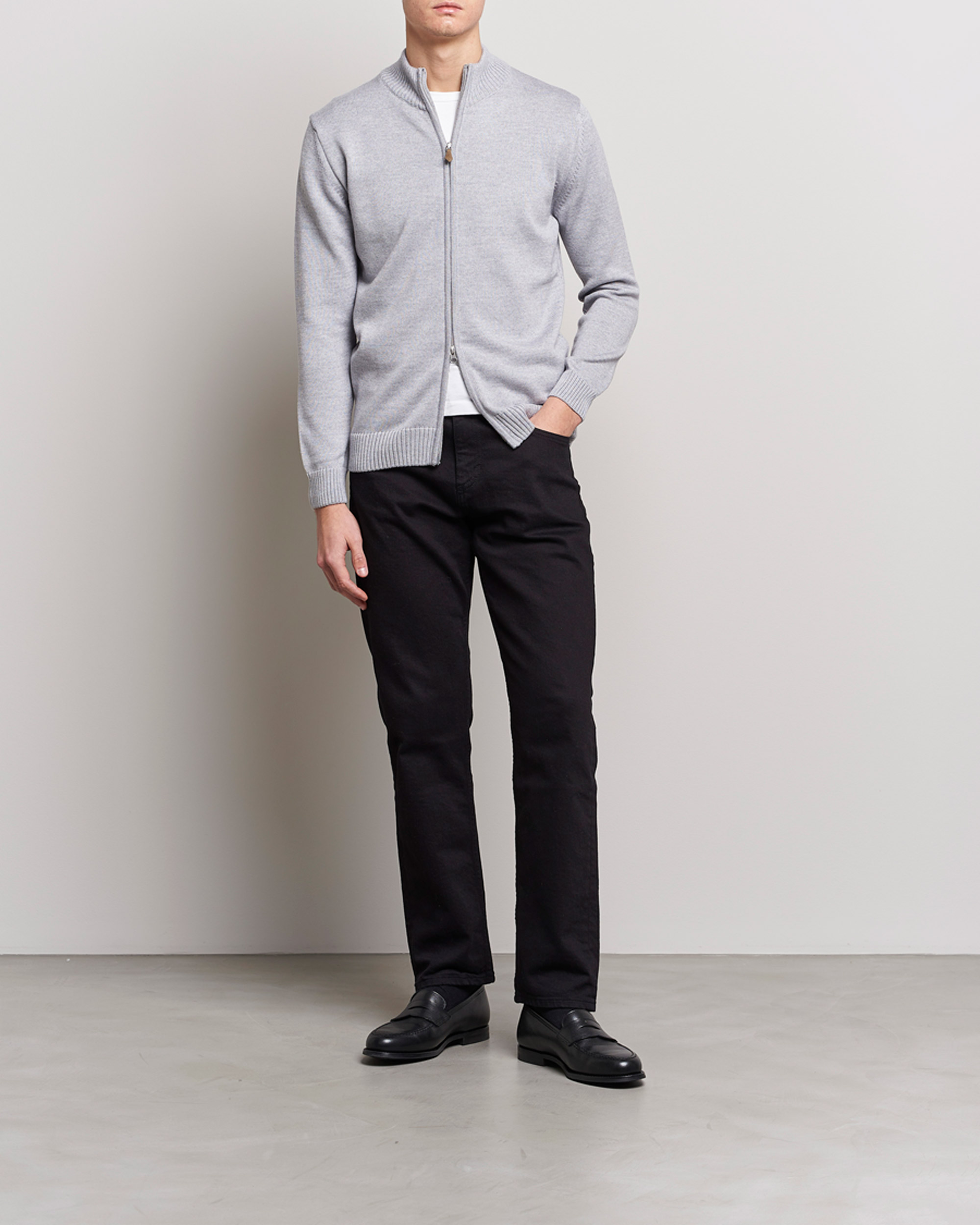 Herre | Trøjer | Stenströms | Chunky Merino Full Zip Light Grey