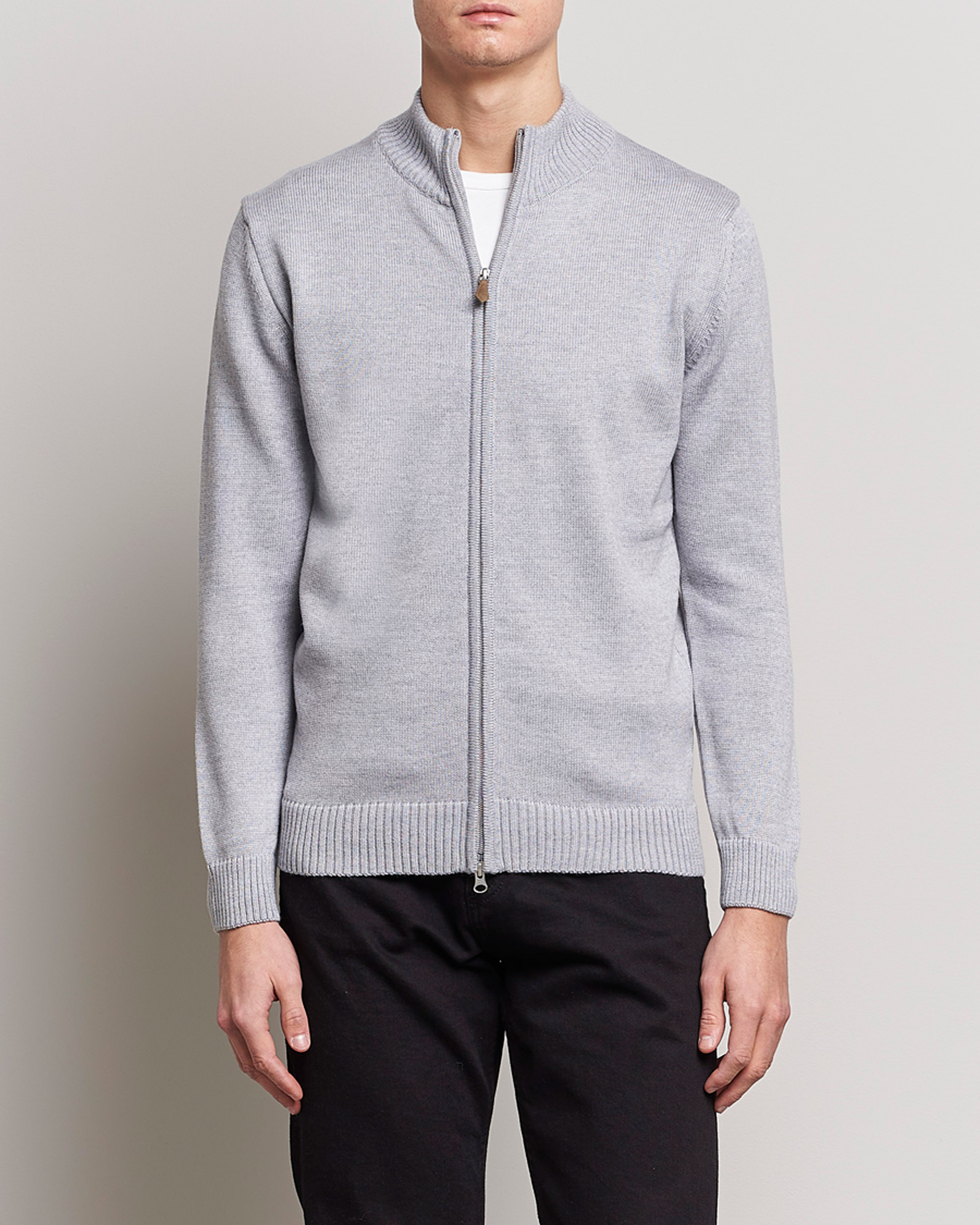 Herre | Trøjer | Stenströms | Chunky Merino Full Zip Light Grey