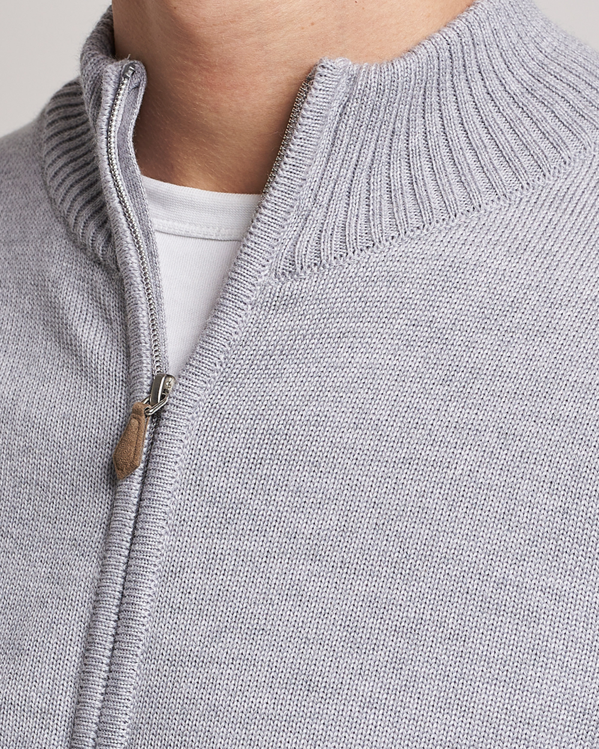 Herre | Trøjer | Stenströms | Chunky Merino Full Zip Light Grey
