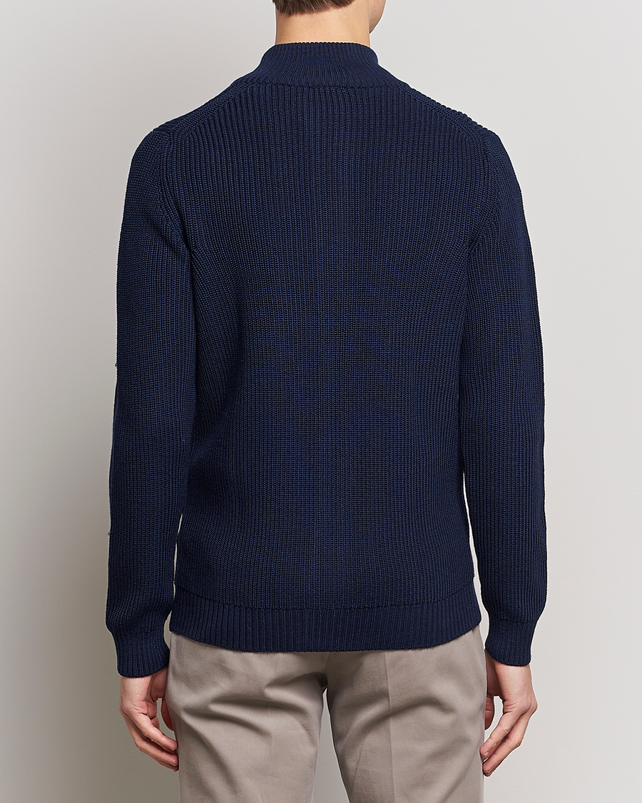 Herre | Trøjer | Stenströms | Half Card Heavy Merino Cardigan Navy