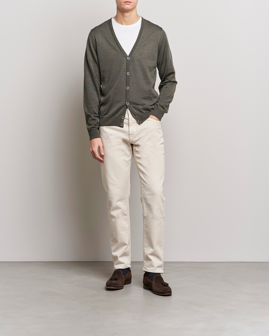Herre | Trøjer | Stenströms | Merino Zegna Knitted Cardigan Dark Green