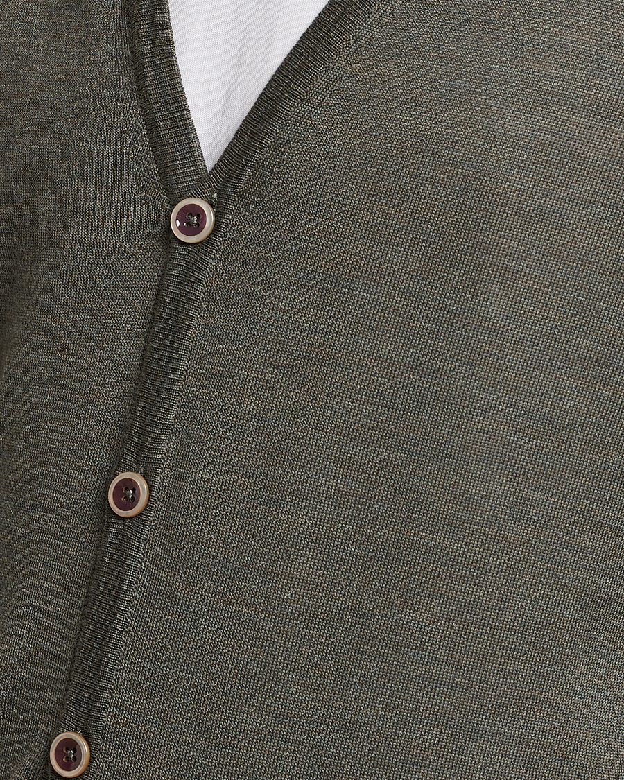Herre | Trøjer | Stenströms | Merino Zegna Knitted Cardigan Dark Green