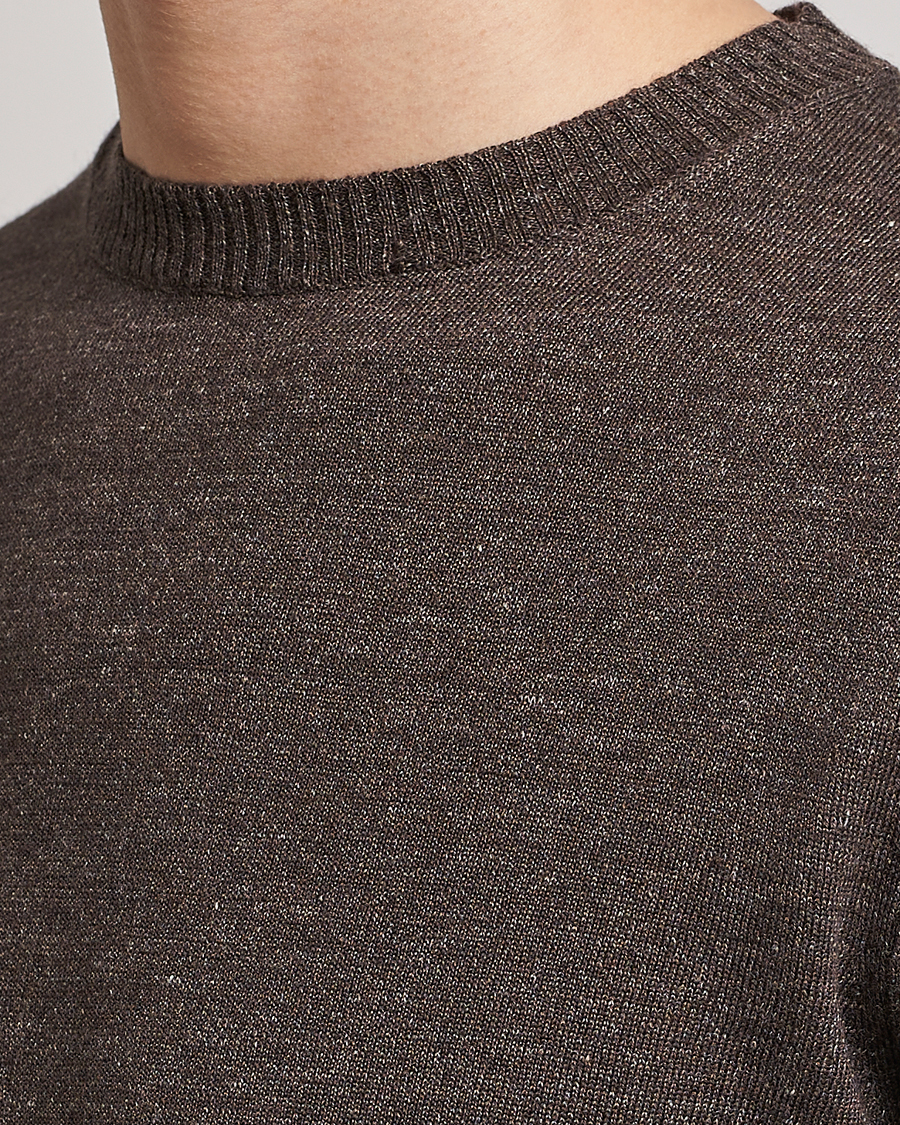 Herre | Trøjer | Stenströms | Merino/Linen Crew Neck Brown